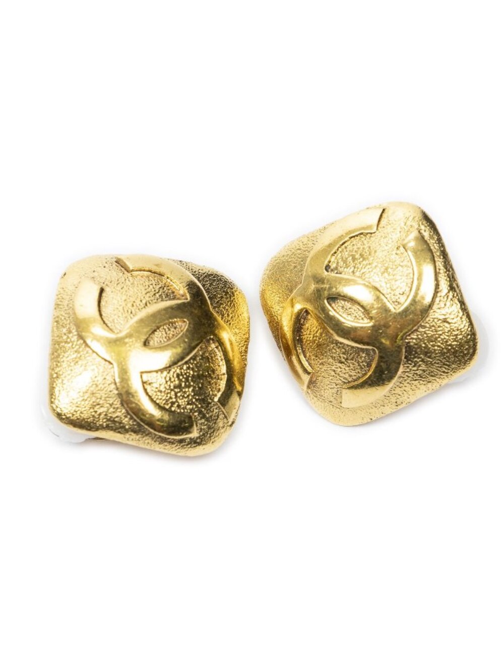Chanel CC Diamond Clip-On Earrings Gold Plated